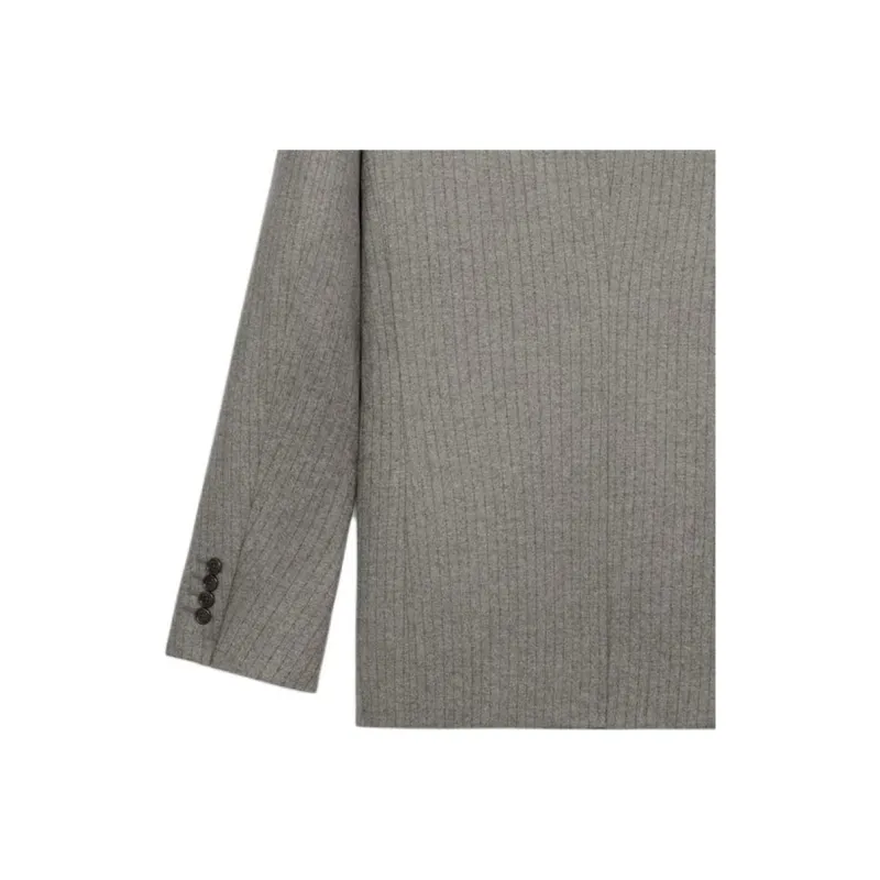 CELINE Classic Jacket In Striped Flannel-4