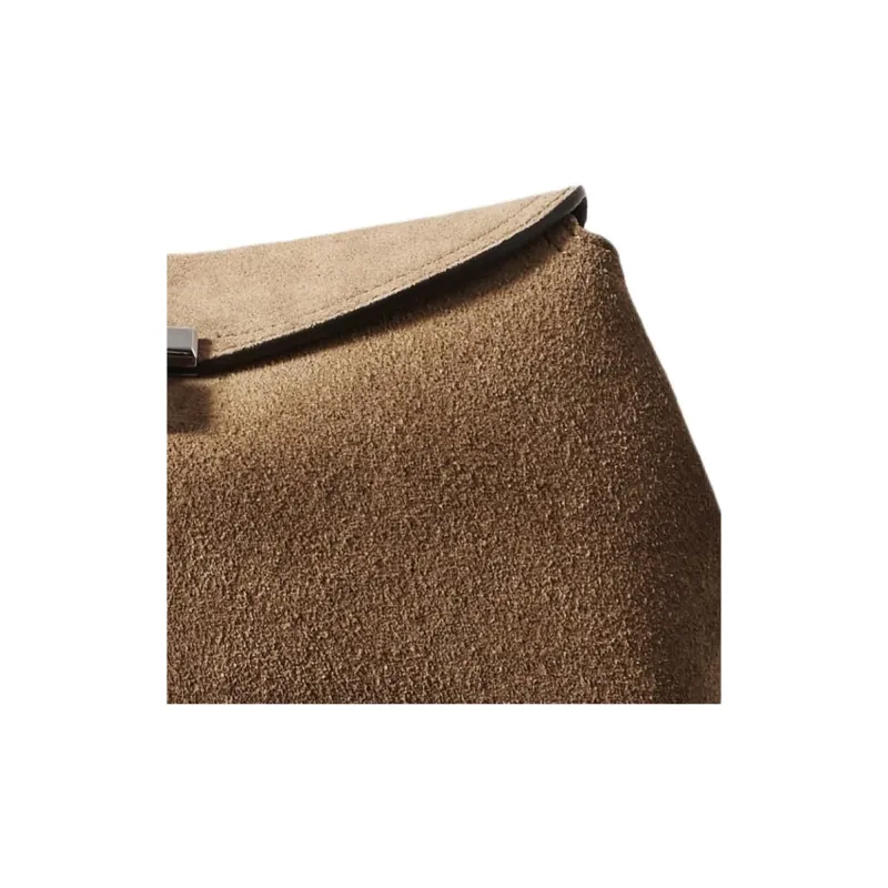 TOTEME T Lock Suede Shoulder Bag-2