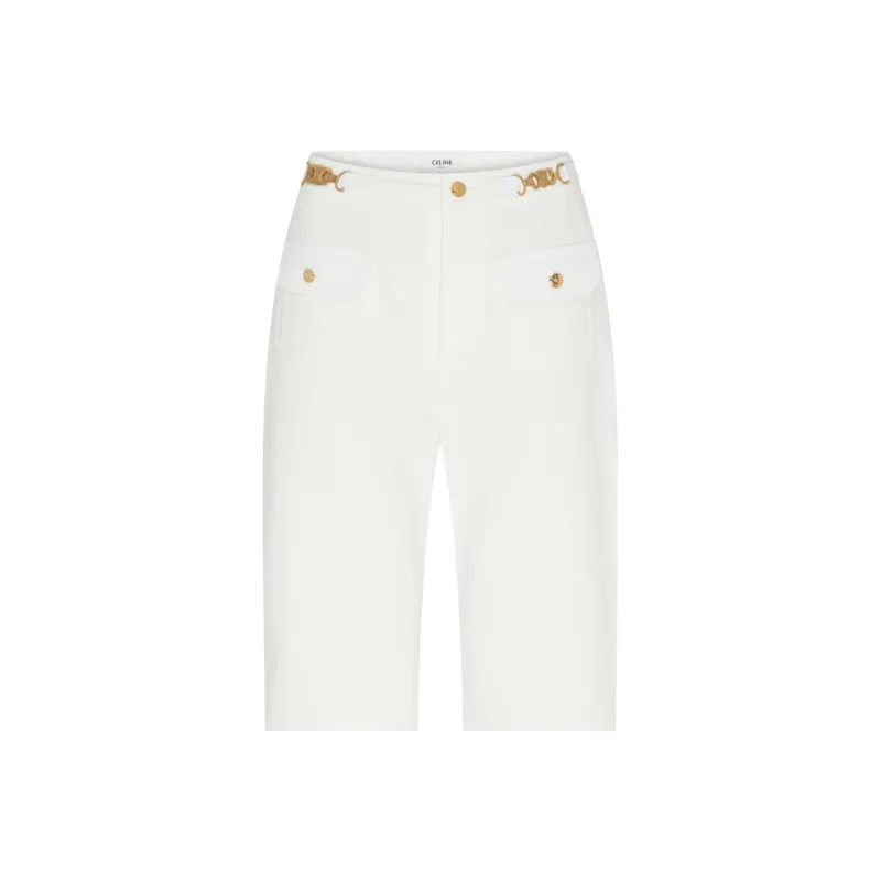 CELINE Triomphe Buttoned Straight Leg Trousers-3