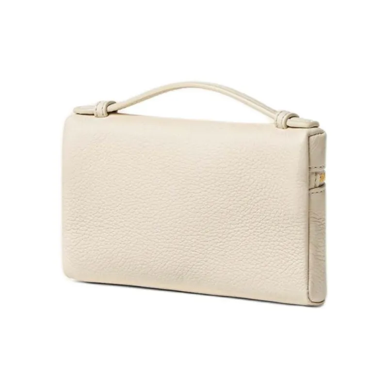 Loro Piana ExtraPocket Calfskin One Shoulder Handbag Clutch Mini Women's Whisper White & Sun Gold-2