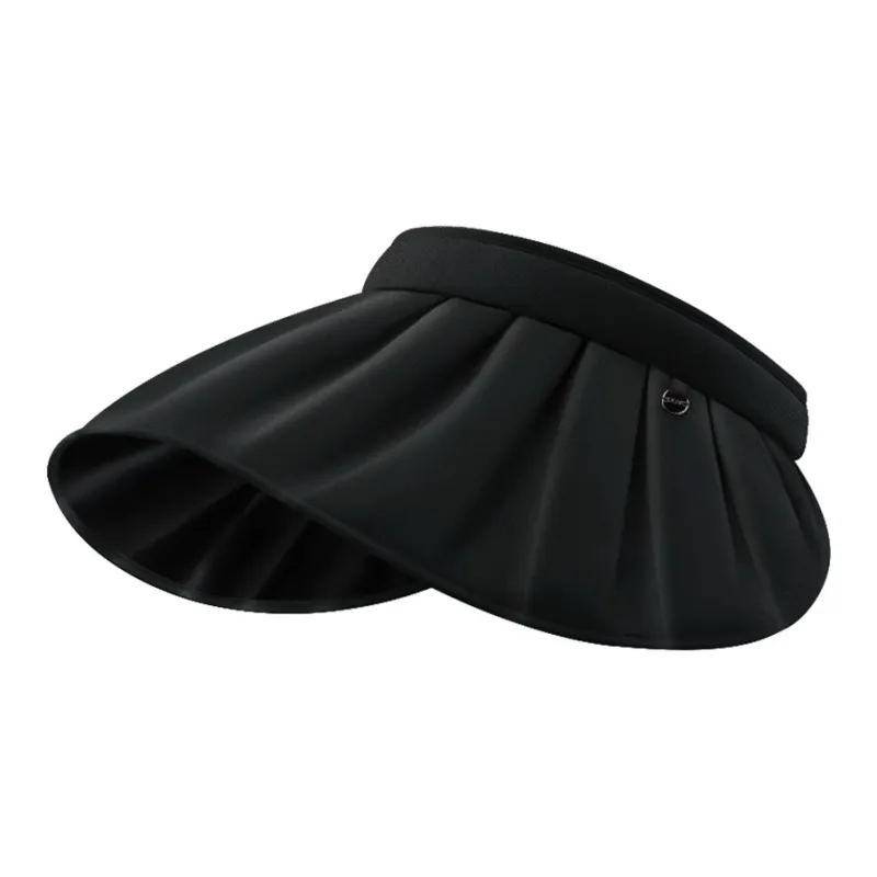 PEAK 100% Polyester Sun Protection Hats Unisex Black Beige-1