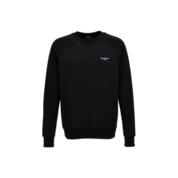 BALMAIN Logo Flocked Crewneck Sweatshirt