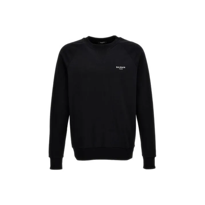 BALMAIN Logo Flocked Crewneck Sweatshirt-0