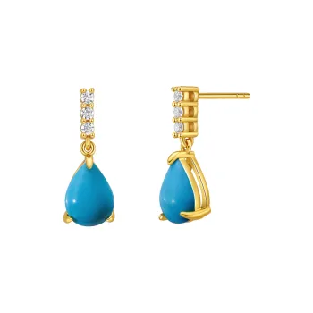 ME LUXE Turquoise Stud Earrings, Fashionable And Elegant Jade Earring Women's