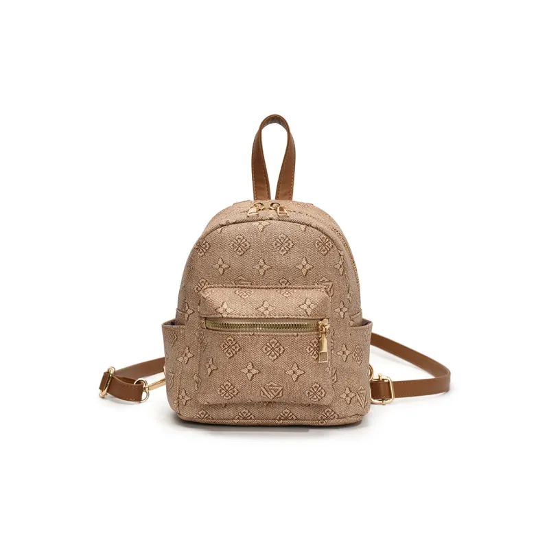 Yalu PU Backpack Women's White/Khaki/Coffee-1