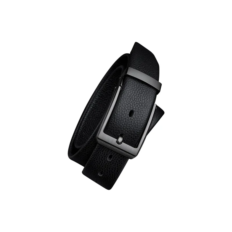 WilliamPOLO Cow Leather Belts Men's Gunmetal/Silver 3.8cm Width-8