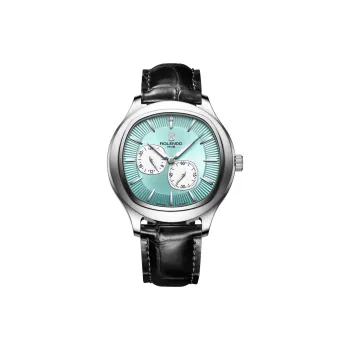 ROLENDO R Mechanical Movement Cowhide Strap Watch Men's Watches Blue Dial