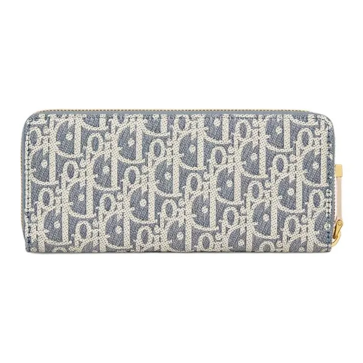 DIOR 30 Montaigne Cotton With Calfskin Wallet Women's Blue-2