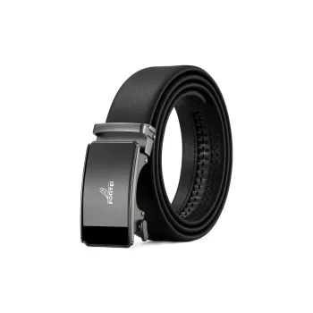 FORTEI Cow Leather Belts Men's Bright Black 3.5CM Gift Box Set