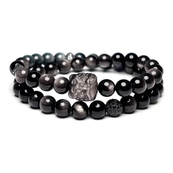 MOUNTAINS AND MANS Obsidian New Chinese Style Stackable Good Luck Beaded Bracelet Men's