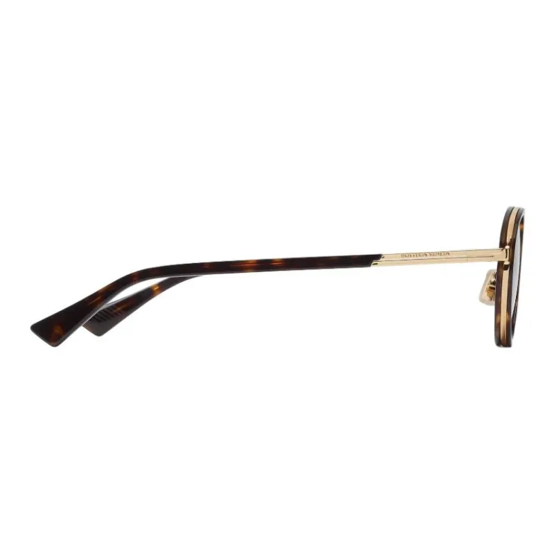 Bottega Veneta Acetate Gold Plated Metal Irregular Shape Sunglasses Women's Brown-1