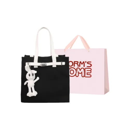 Worm's Home Canvas Shoulder Bag Women's White/Black