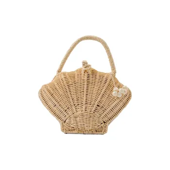 Boniu Rattan Handbag Regular Women's Yellow