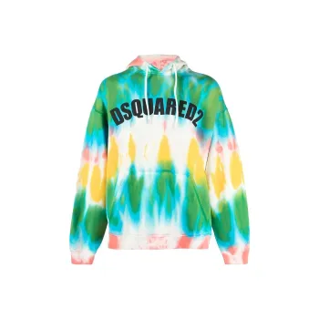 DSQUARED 2 Tie Dyed Logo Printed Hoodie