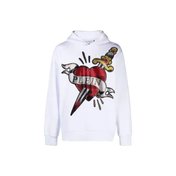 PHILIPP PLEIN Heart & Dagger Rhinestone embellished Hoodie