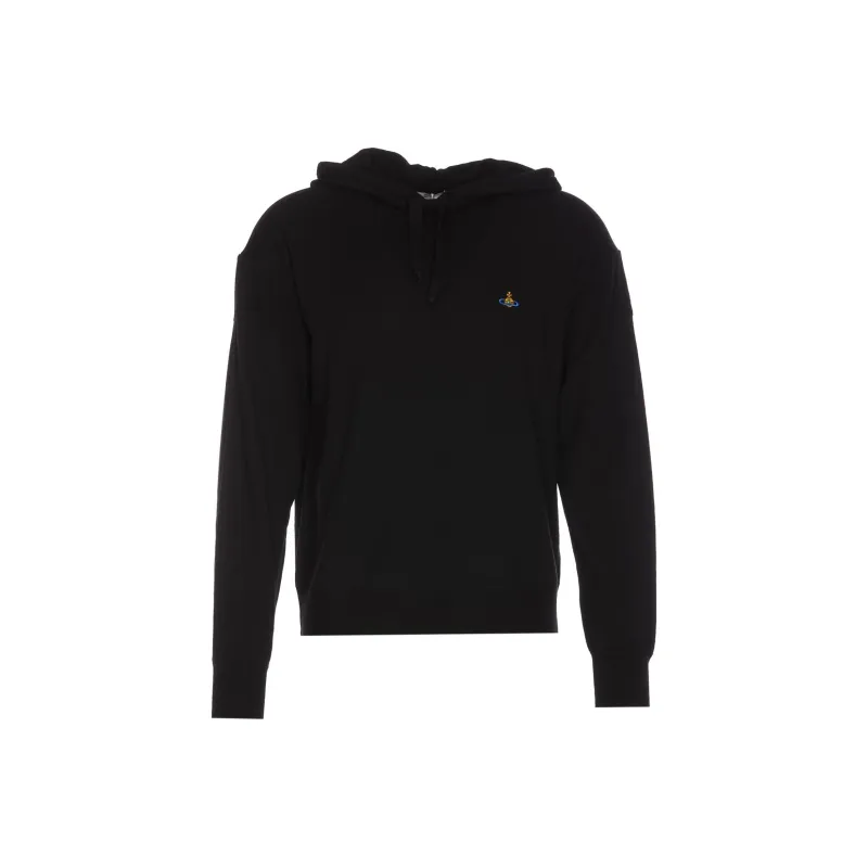 Vivienne Westwood Orb Embroidered Drawstring Knitted Hoodie-0