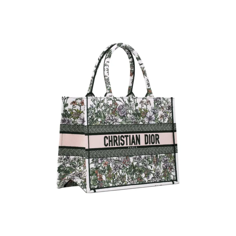 DIOR BookTote Cotton Tote Bag, Shopping Bag, Shoulder Bag, Handbag Medium Size Women's White & Multicolor-1