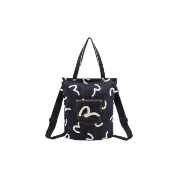 EVISU Cotton Shoulder Bag Unisex Denim Blue