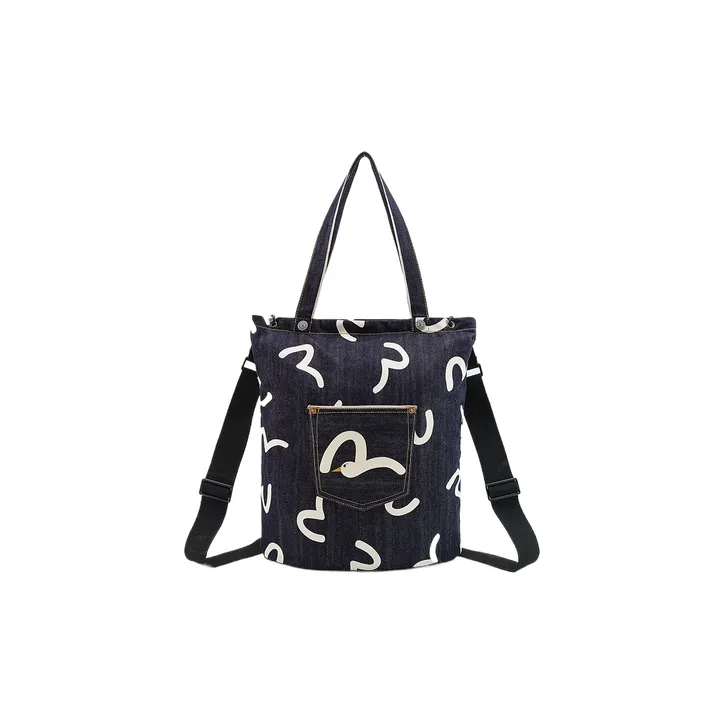 EVISU Cotton Shoulder Bag Unisex Denim Blue-0