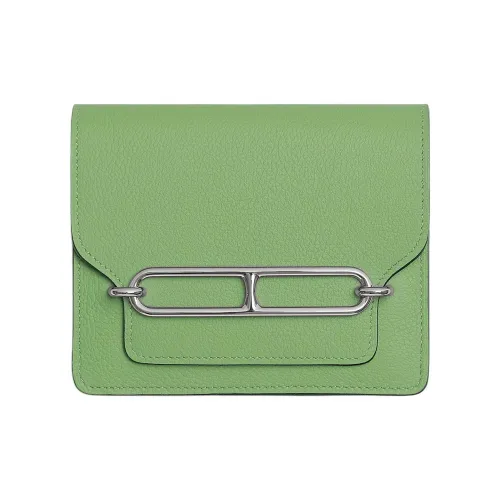 HERMES Roulis Evercolor Calfskin Wallet Women's 3I Vert Criquet Avocado Green