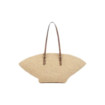 MICHAEL KORS Polyurethane Tote Bag, Shopping Bag, Shoulder Bag Women's Ecru & Leather Brown