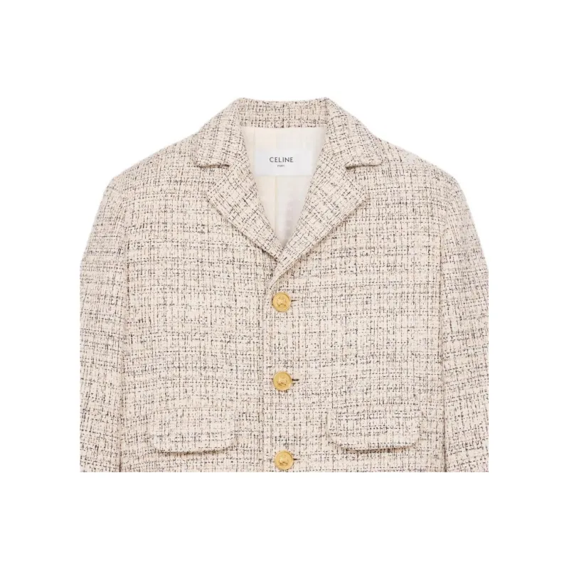 CELINE Single Breasted Tweed Jacket-3