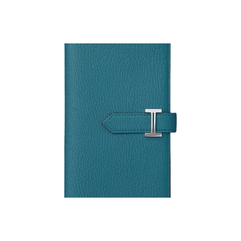HERMES Bearn Mysore Goat Skin Wallet Women's D2 NEW BLEU JEAN New Denim Blue-2
