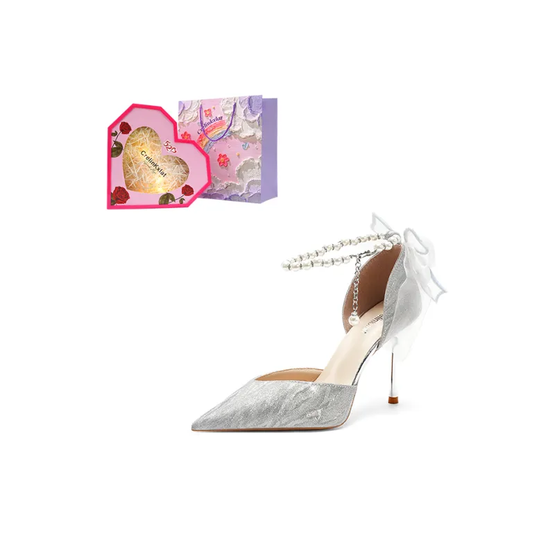 Crelinkxlat Slim Heel High Heels Women's Silver-12