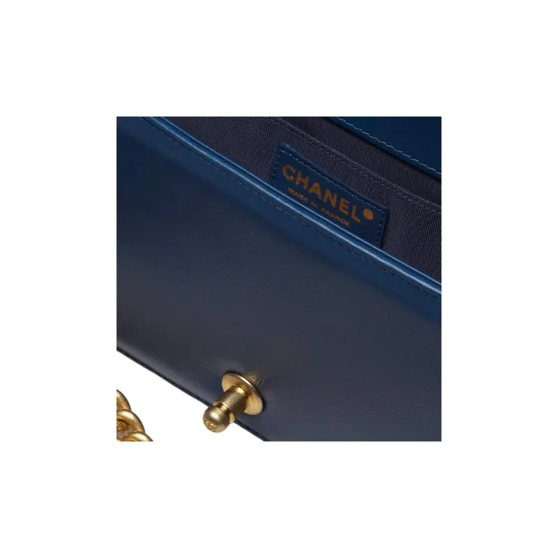CHANEL Calfskin With Gold Tone Metal Flap Bag Handbag, Shoulder Bag, Crossbody Bag Women's Dark Blue-3