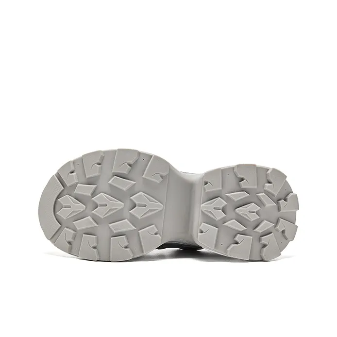 HR Slip Resistant Low Top Chunky Sneakers Women's Silver-4