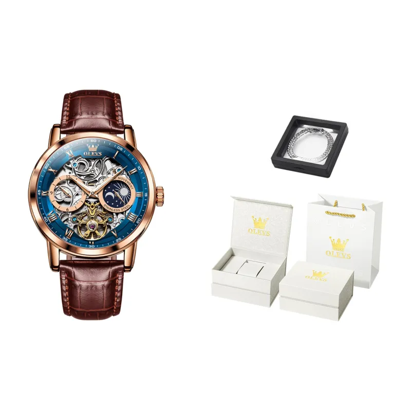 OLEVS Wisdom Series Mechanical Movement Watch Men's Watches White Dial-18