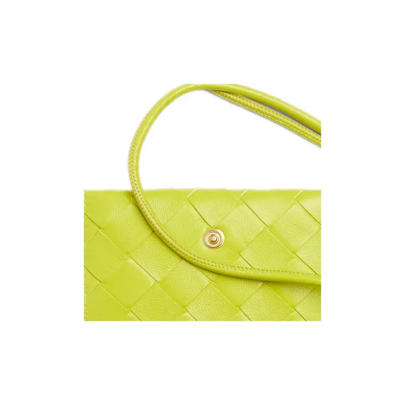 Bottega Veneta Lambskin With Cow Leather Card Holder, Wallet Women's Bright Yellow-3
