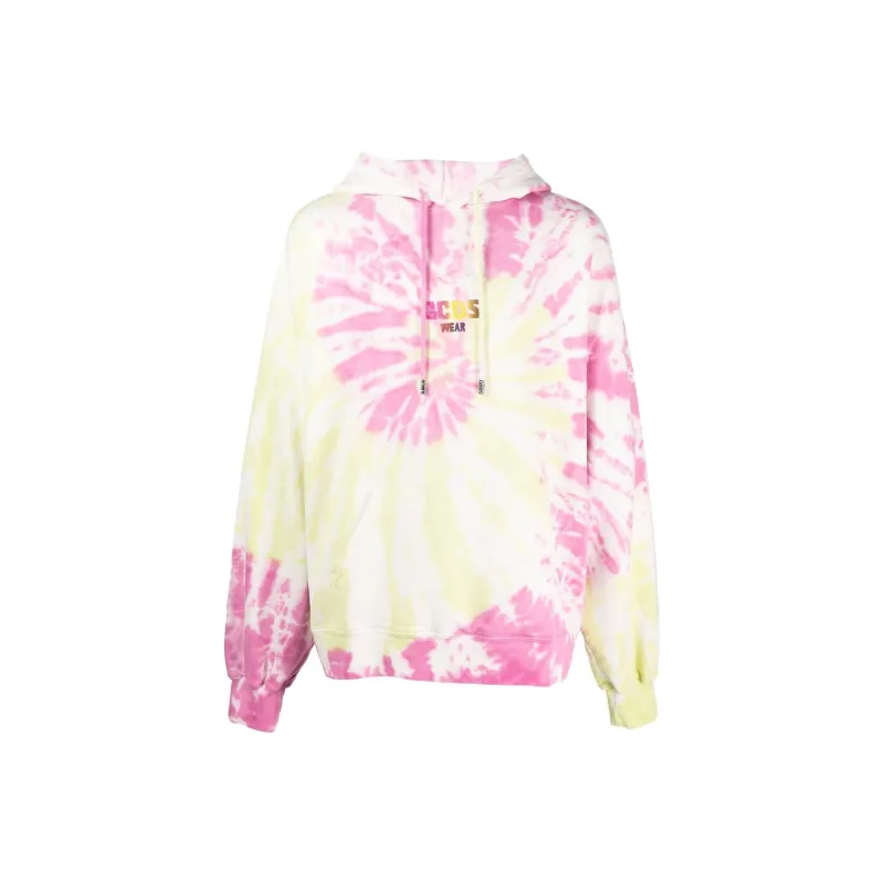GCDS Logo Printed Tie Dyed Drawstring Hoodie-0