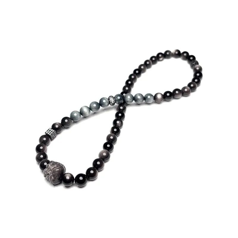 MOUNTAINS AND MANS Obsidian New Chinese Style Stackable Good Luck Beaded Bracelet Men's-4