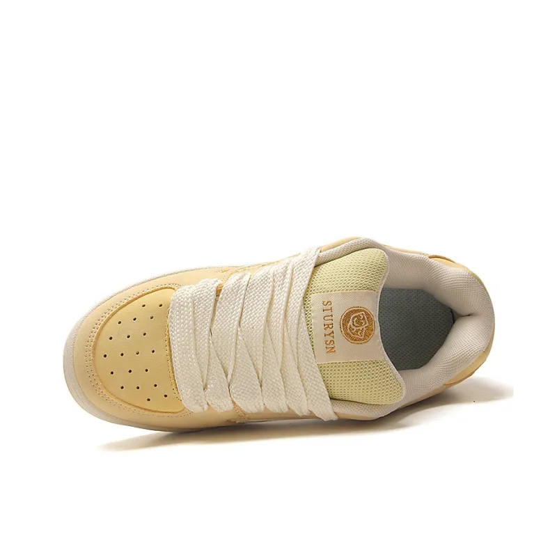 STUR YSN Wear resistant And Lightweight Low Top Skateboard Shoes Women's Almond Yellow-4
