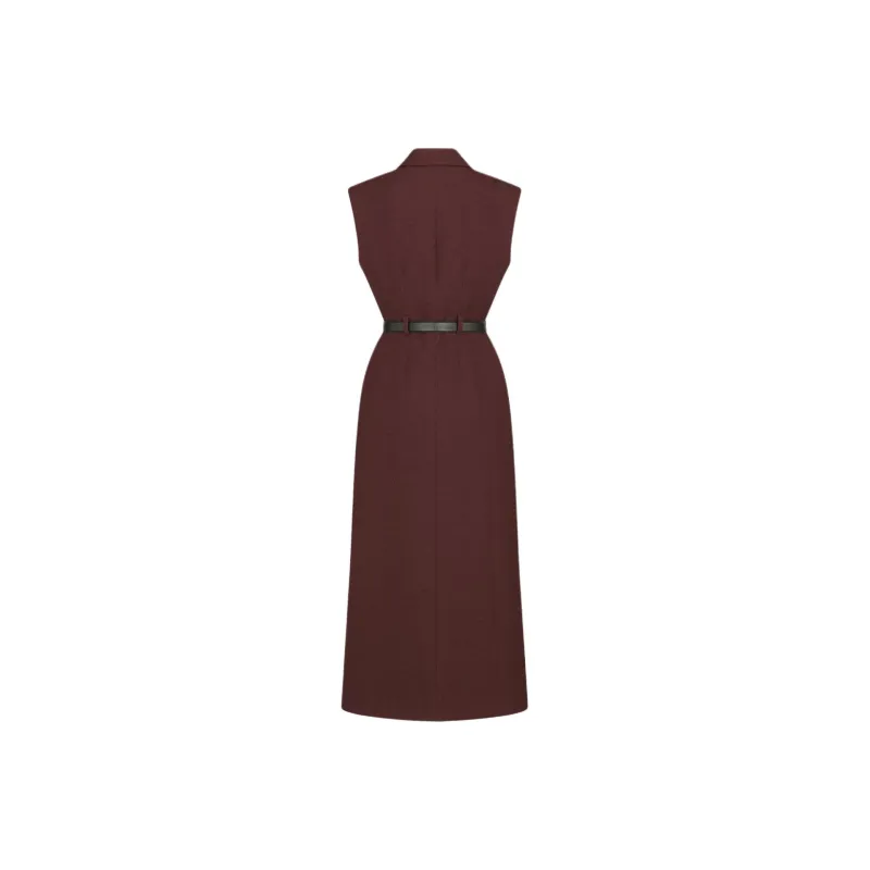 DIOR Sleeveless Dress Women's Burgundy-1