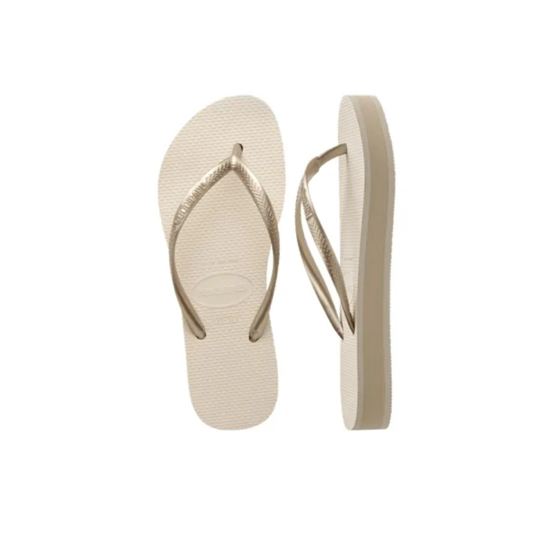 Havaianas Rubber Sole Quick Dry Flip Flops Women's Beige-4