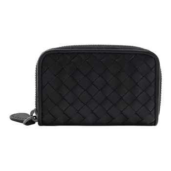 Bottega Veneta Cow Leather Coin Purse Unisex Black