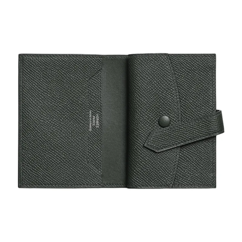 HERMES Bearn Epsom Calfskin Wallet Mini Women's 67 Vert Fonce Dark Green-1