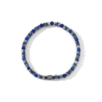 CIROCCO Stainless Steel, Hematite, Artificial Blue Lapis Lazuli Bracelets Men's