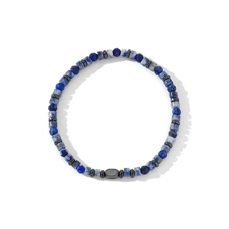 CIROCCO Stainless Steel, Hematite, Artificial Blue Lapis Lazuli Bracelets Men's-0