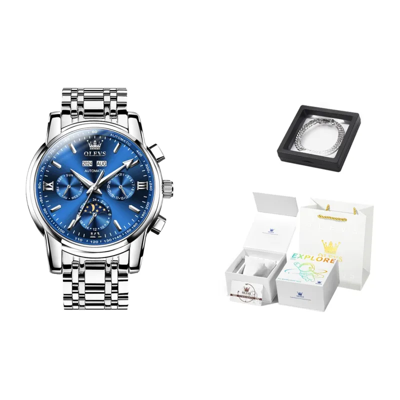 OLEVS Play The Cool Series Automatic Mechanical Movement Watch Men's Watches Blue Dial-48