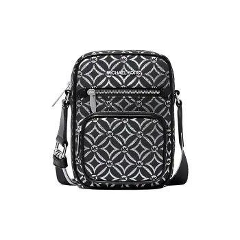 MICHAEL KORS Jet Set Medium Metallic Logo Jacquard Crossbody Bag