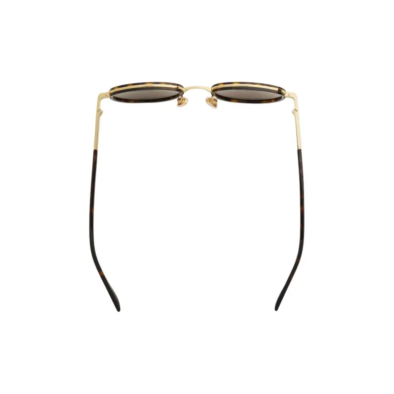 Bottega Veneta Acetate Gold Plated Metal Irregular Shape Sunglasses Women's Brown-2
