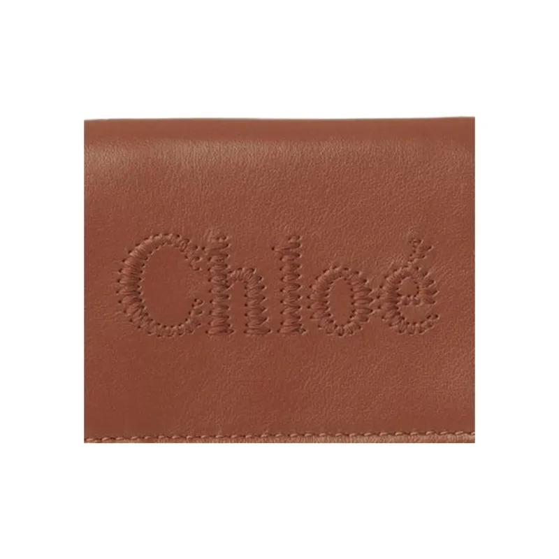 Chloe Bright Calfskin Wallet Mini Women's Caramel Brown-4