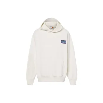 Timberland Globe Logo Textured Hoodie Sweatshirt Unisex White