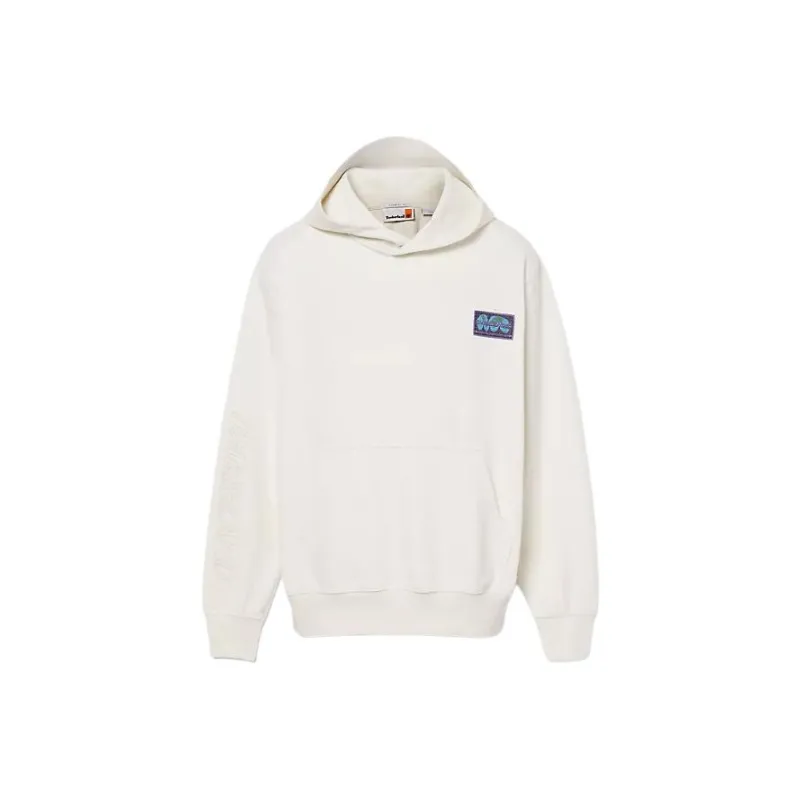 Timberland Globe Logo Textured Hoodie Sweatshirt Unisex White-0