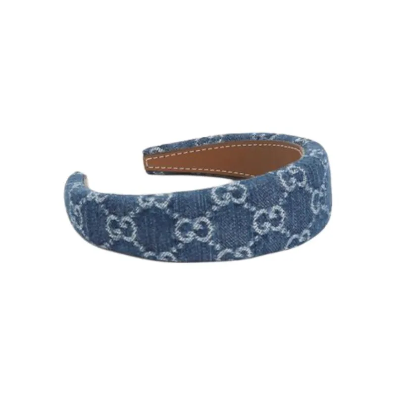 GUCCI Cotton, Denim Headbands Women's Blue-2