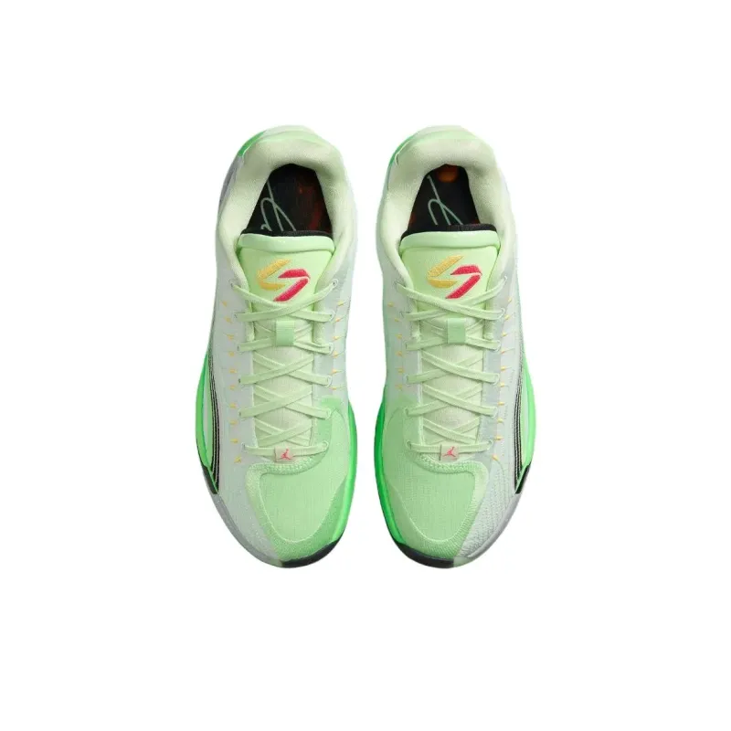 Jordan Luka 4 Shock Absorbers With Slip Resistant Features Low Top Basketball Shoes Unisex White Green-3