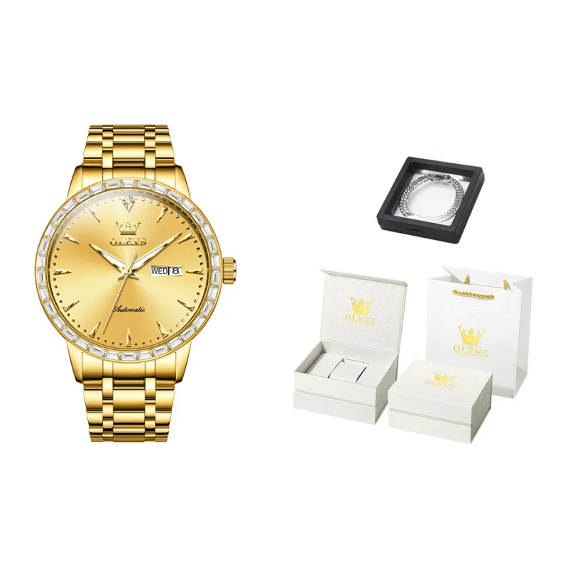 OLEVS Mechanical Movement Stainless Steel Watchband Watch Men's Watches White Dial-11